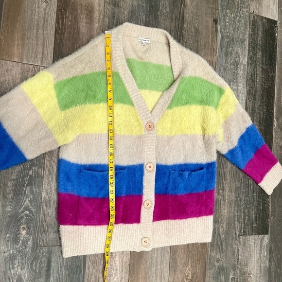 Anthropologie Moon River Women Cozy Soft Block Stripe Cardigan Sweater Size M - Picture 11 of 15